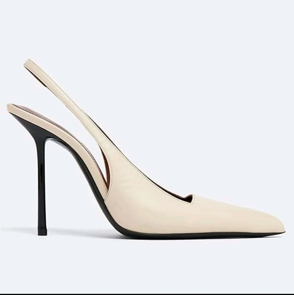 NWT Fashion Kiss Faux Leather Pointed Toe Slingback Stiletto Pump,10.5, Cream/…